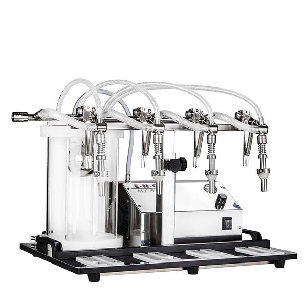 TENCO 4 nozzles ENOLMASTER  vacuum filler 230 v – 50 hz with PYREX VESSEL for wine and spirits